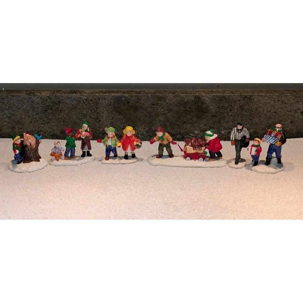 DEPT 56 Snow Village Accessory Children Kids Puppy Dog Harley Davidson Tire Lot